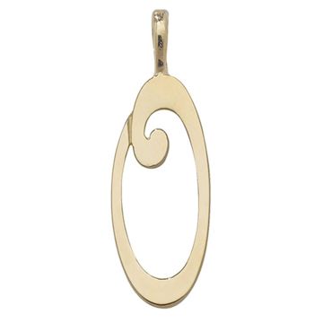 9ct Gold 21mm Plain Polished Script Initial O Pendant