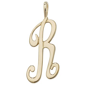 9ct Gold 21mm Plain Polished Script Initial R Pendant
