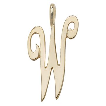 9ct Gold 21mm Plain Polished Script Initial W Pendant