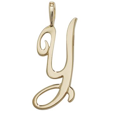 9ct Gold 21mm Plain Polished Script Initial Y Pendant