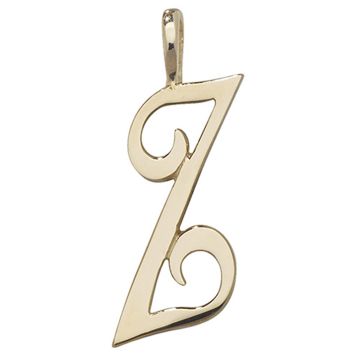 9ct Gold 21mm Plain Polished Script Initial Z Pendant