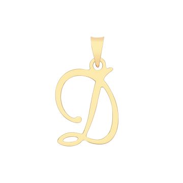 9ct Gold 19mm Plain Script Initial D Pendant