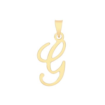 9ct Gold 19mm Plain Script Initial G Pendant