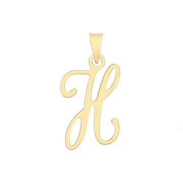 9ct Gold 19mm Plain Script Initial H Pendant