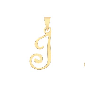 9ct Gold 19mm Plain Script Initial I Pendant
