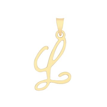 9ct Gold 19mm Plain Script Initial L Pendant