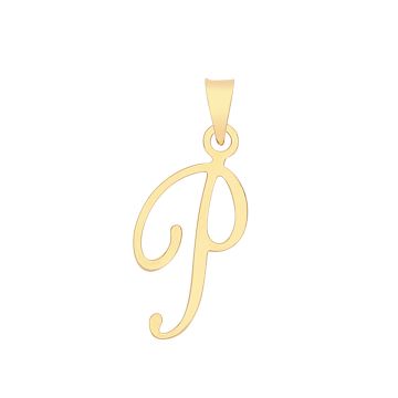 9ct Gold 19mm Plain Script Initial P Pendant