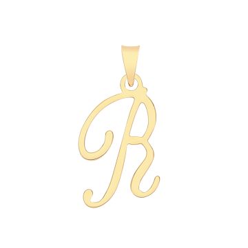 9ct Gold 19mm Plain Script Initial R Pendant