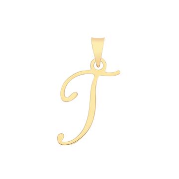 9ct Gold 19mm Plain Script Initial T Pendant