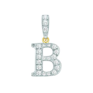 9ct Gold 18mm Cubic Zirconia Initial B Pendant