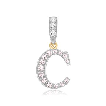 9ct Gold 18mm Cubic Zirconia Initial C Pendant