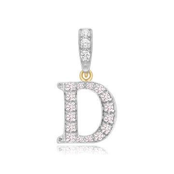 9ct Gold 18mm Cubic Zirconia Initial D Pendant