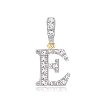 9ct Gold 18mm Cubic Zirconia Initial E Pendant