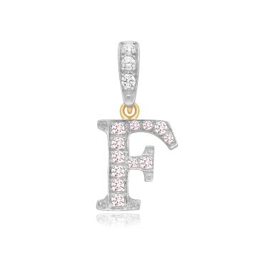 9ct Gold 18mm Cubic Zirconia Initial F Pendant