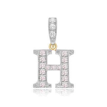 9ct Gold 18mm Cubic Zirconia Initial H Pendant