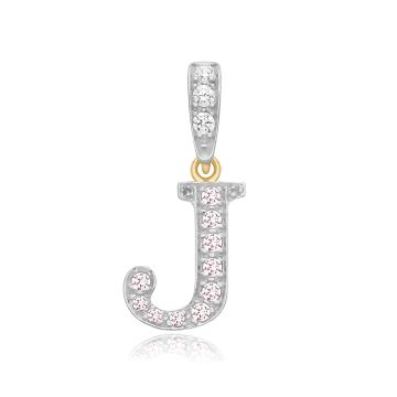 9ct Gold 18mm Cubic Zirconia Initial J Pendant