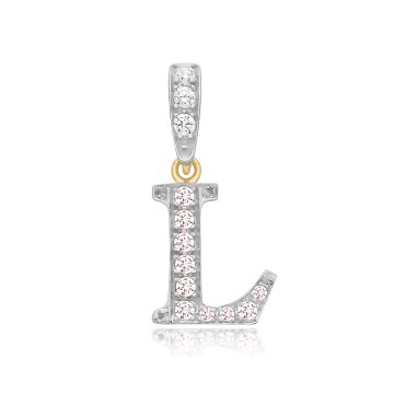 9ct Gold 18mm Cubic Zirconia Initial L Pendant