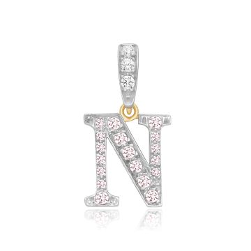 9ct Gold 18mm Cubic Zirconia Initial N Pendant