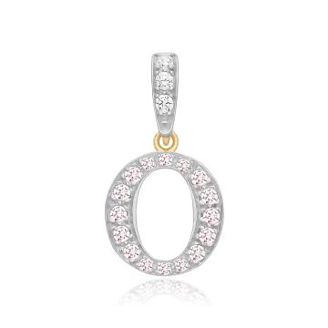 9ct Gold 18mm Cubic Zirconia Initial O Pendant