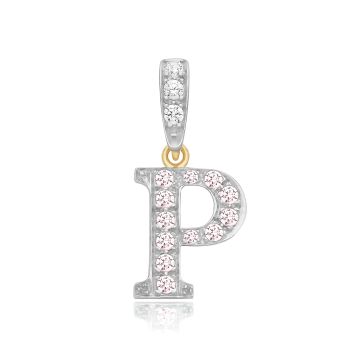 9ct Gold 18mm Cubic Zirconia Initial P Pendant