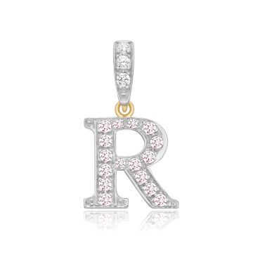 9ct Gold 18mm Cubic Zirconia Initial R Pendant
