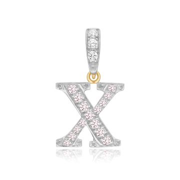 9ct Gold 18mm Cubic Zirconia Initial X Pendant