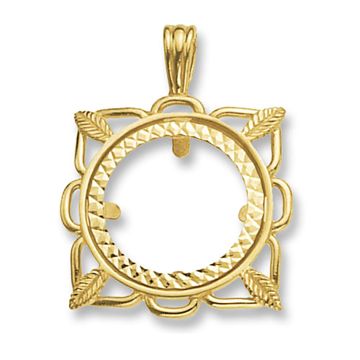 Boys 9ct Gold Plain Square Full Sovereign Coin Mount Pendant