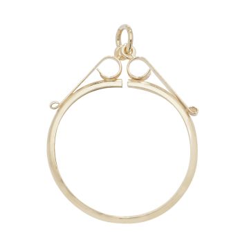 Boys 9ct Gold 23mm Diameter Plain Round Scroll Top Full Sovereign Coin Mount Pendant