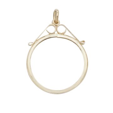 Boys 9ct Gold 20mm Diameter Plain Round Scroll Top Half Sovereign Coin Mount Pendant