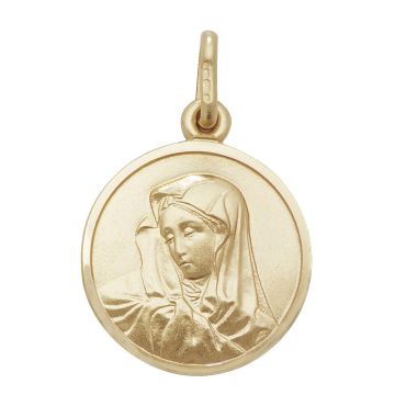 Boys 9ct Gold 11mm Plain Round Virgin Mary Pendant